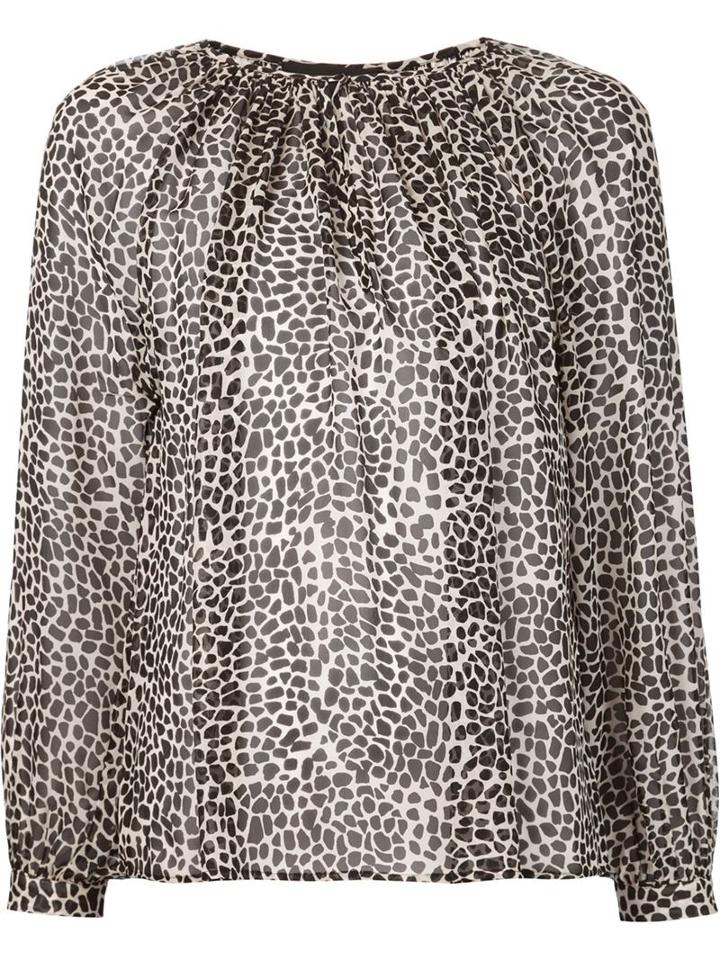 Nili Lotan Animal Print Sheer Blouse