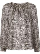Nili Lotan Animal Print Sheer Blouse