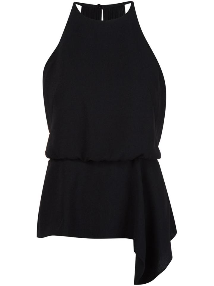 Halston Heritage Sleeveless Draped Blouse, Women's, Size: 8, Black, Polyester/spandex/elastane