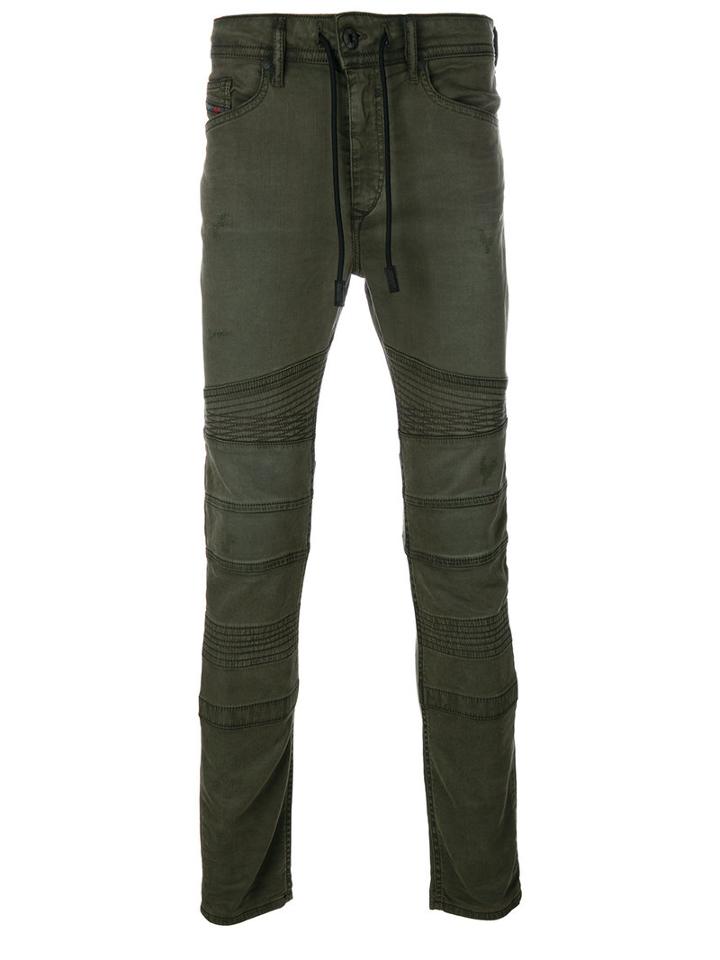 Diesel - Stylized Seams Jeans - Men - Spandex/elastane/lyocell/cow Horn - 30, Green, Spandex/elastane/lyocell/cow Horn