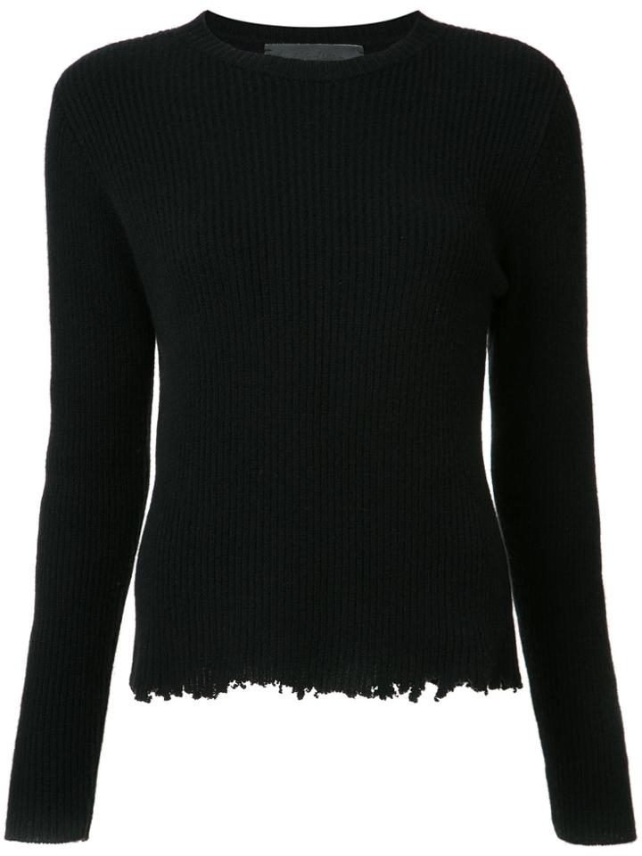 The Elder Statesman Cashmere Raw Hem Jumper - Black