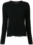 The Elder Statesman Cashmere Raw Hem Jumper - Black