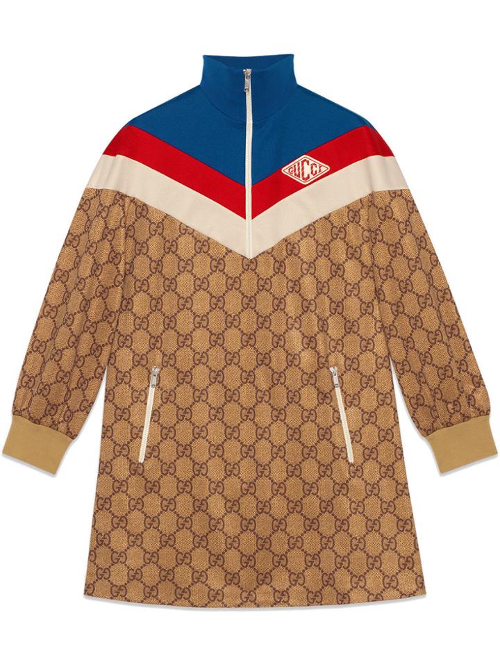 Gucci Gg Technical Jersey Dress - Brown
