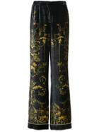 Alberta Ferretti Printed Velvet Palazzo Pants - Blue