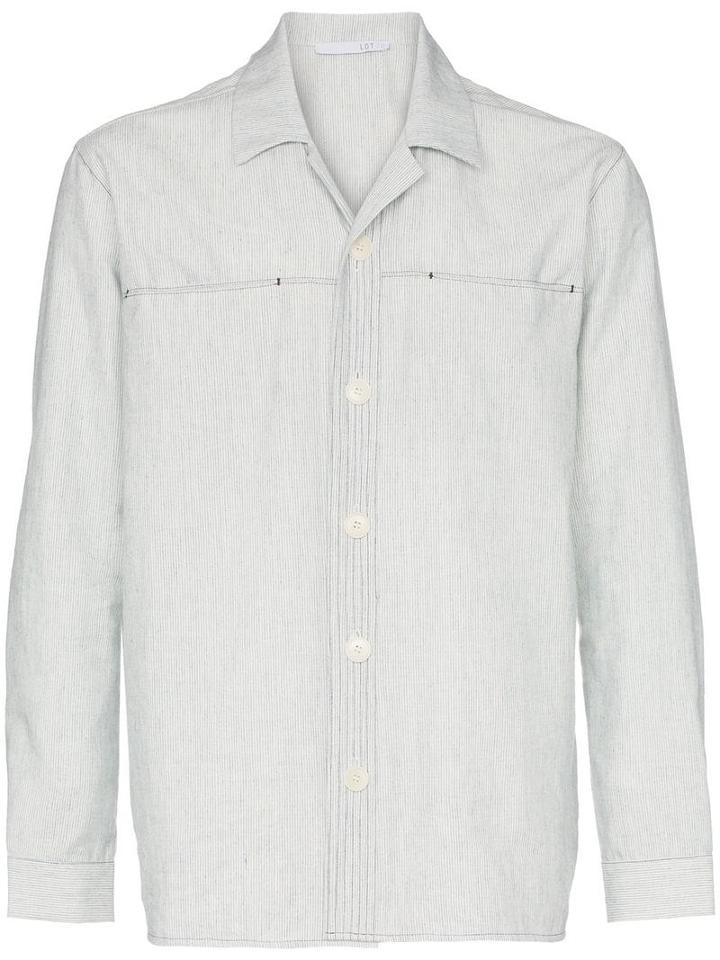 Lot78 Cotton Striped Button Down Shirt - Blue