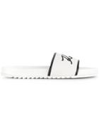 Karl Lagerfeld Embroidered Logo Slides - White