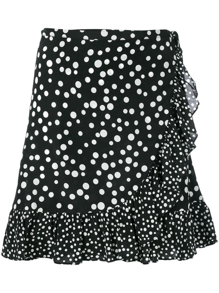Rixo London Mia Dot Print Wrap Skirt - Black