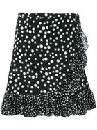 Rixo London Mia Dot Print Wrap Skirt - Black