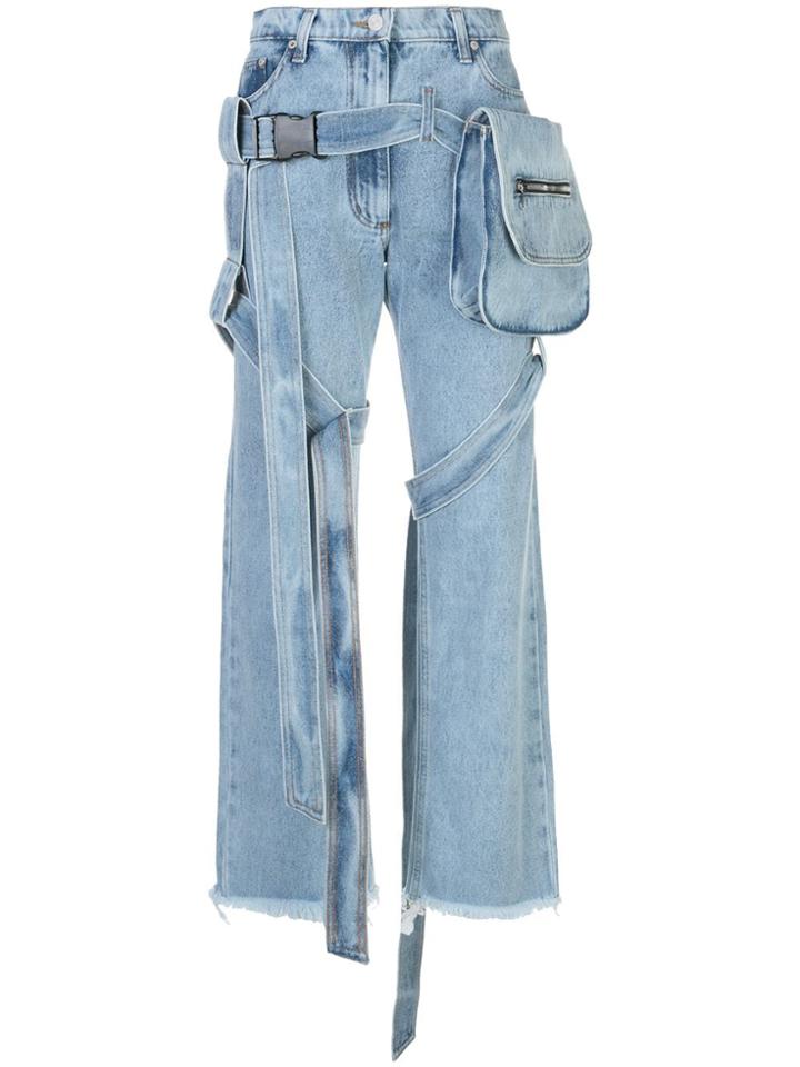 Natasha Zinko Buckled Wide-leg Denim Jeans - Blue