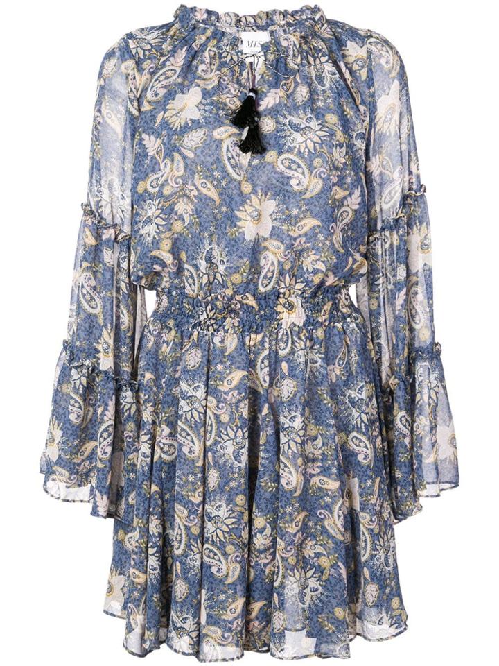 Misa Los Angeles Short Paisley Print Dress - Black