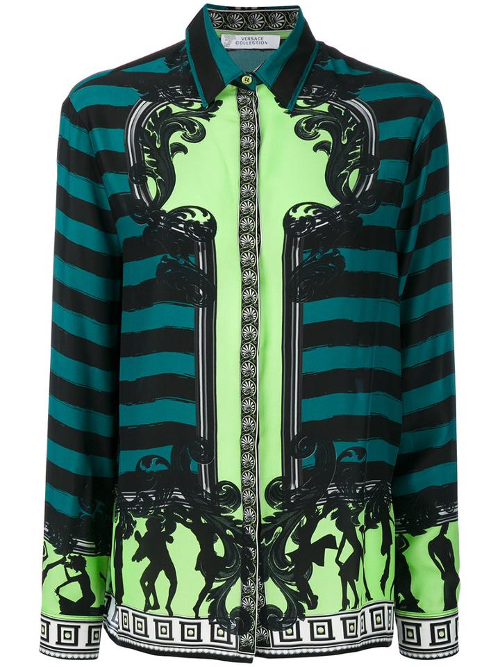 Versace Collection - Embroidered Blouse - Women - Silk - 48, Green, Silk