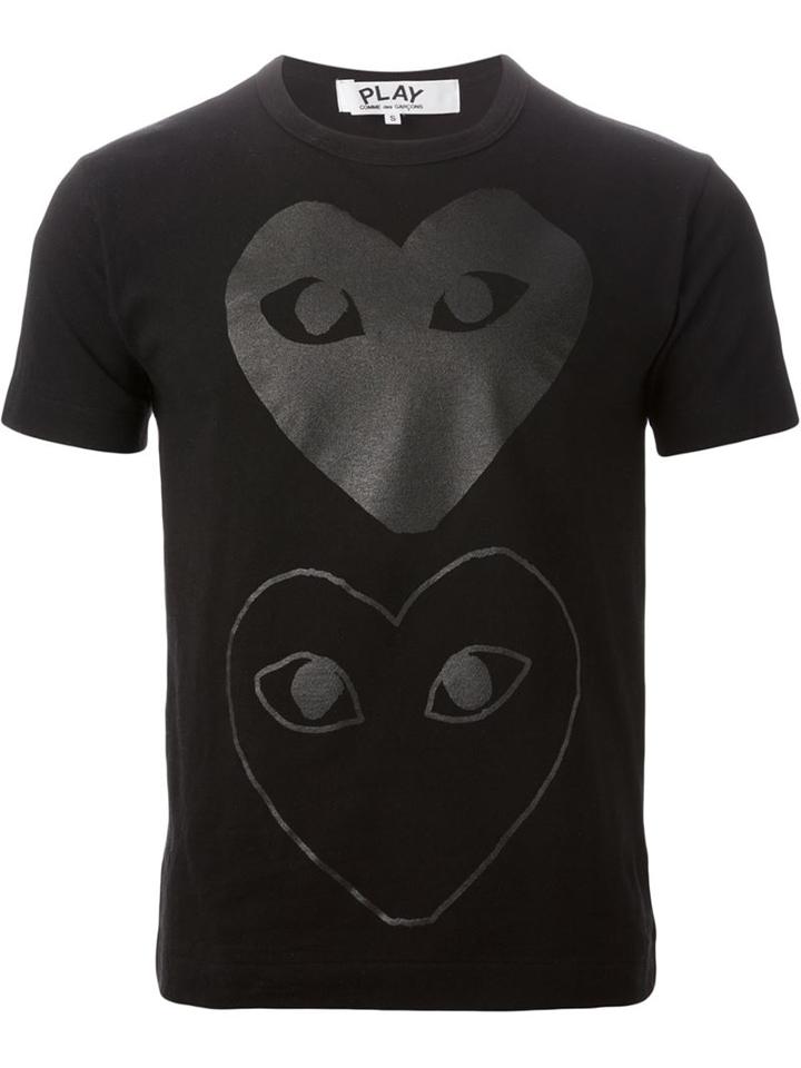 Comme Des Garçons Play Heart Print T-shirt, Men's, Size: Large, Black, Cotton