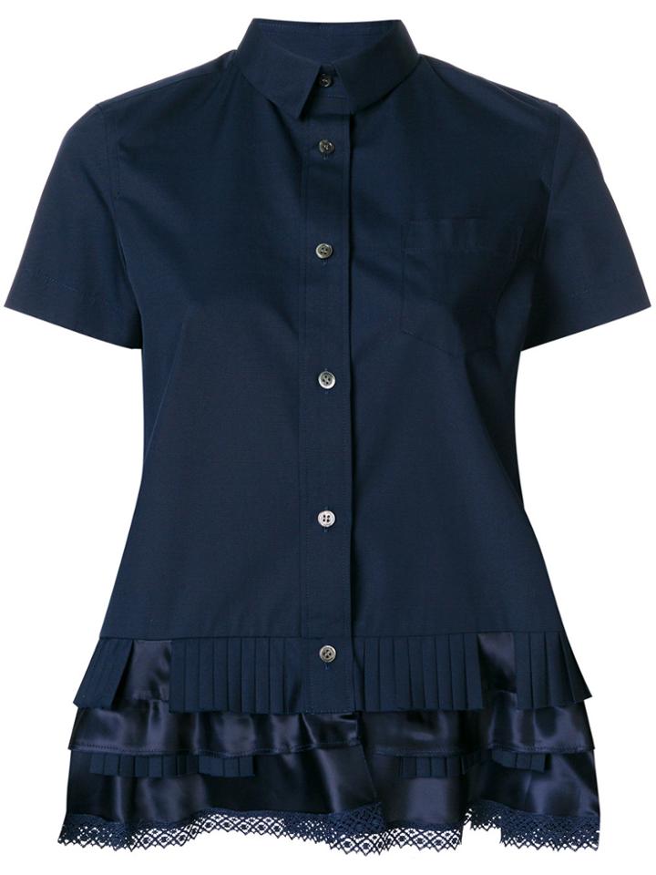 Sacai Flared Short-sleeved Shirt - Blue