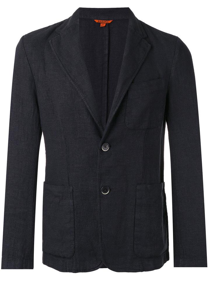 Barena Two Button Blazer, Men's, Size: 50, Grey, Cotton/linen/flax/polyester