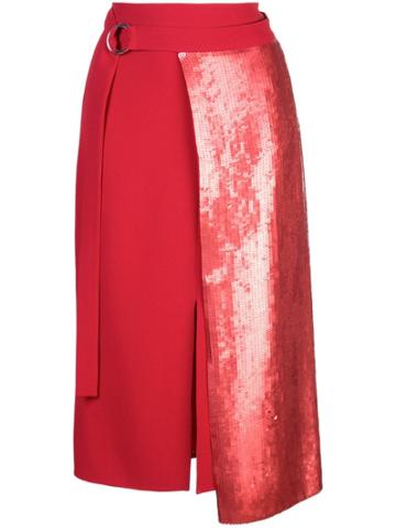 Tibi Panelled Skirt With Sequins - Red