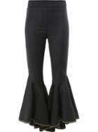 Ellery Cropped Ruffled Trousers, Women's, Size: 6, Black, Silk/polyester/nylon/wool