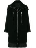 Les Hommes Layered Hooded Coat - Black