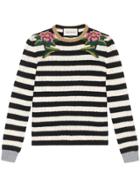 Gucci Embroidered Merino Cashmere Knit Top - Black