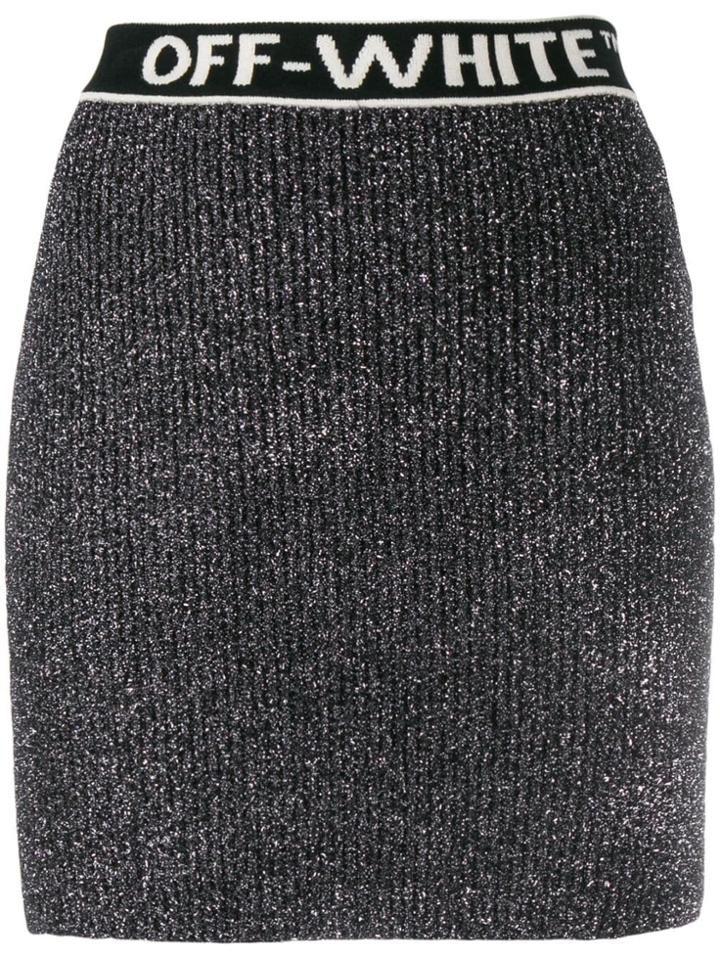 Off-white Metallic Knitted Mini Skirt - Grey
