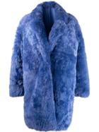 Liska Single-breasted Fur Coat - Blue