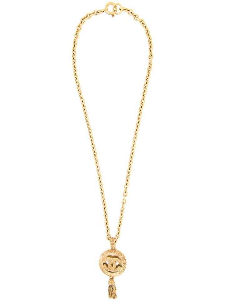 Chanel Vintage Cc Mirror Pendant Necklace - Metallic