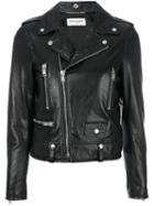 Saint Laurent - Leather Jacket - Women - Cotton/lamb Skin/polyester/cupro - 40, Black, Cotton/lamb Skin/polyester/cupro