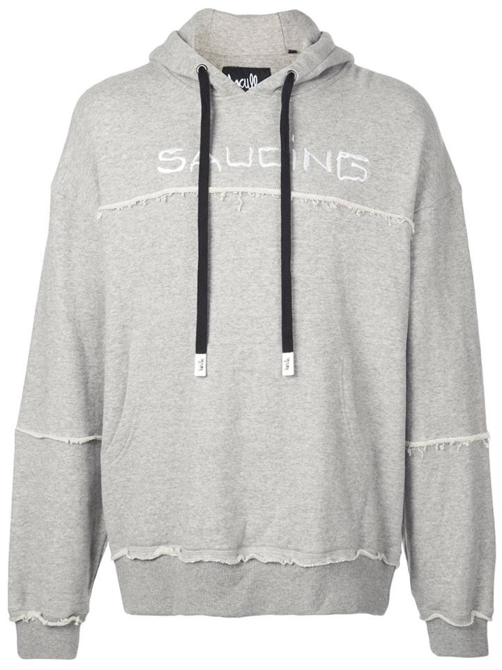 Haculla Saucing Slogan Drawstring Hoodie - Grey