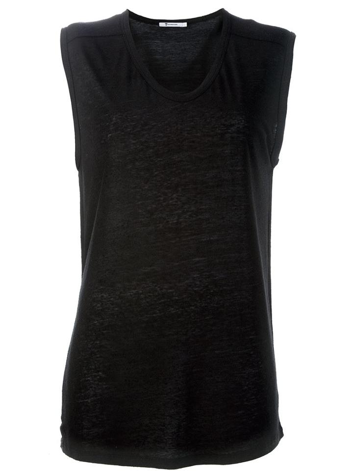T By Alexander Wang 'slub' Muscle Tank, Women's, Size: Medium, Black, Silk/rayon