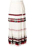 Mumofsix Contrast Trim Ruffled Skirt - White