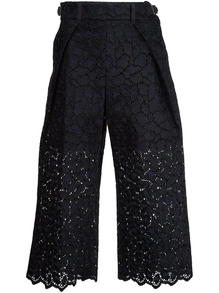 Sacai Guipure Lace Cropped Trousers - Black