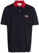 Gucci Gg Embroidery Polo Shirt - Blue