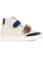 Leather Crown Hi-top Sneakers - Nude & Neutrals