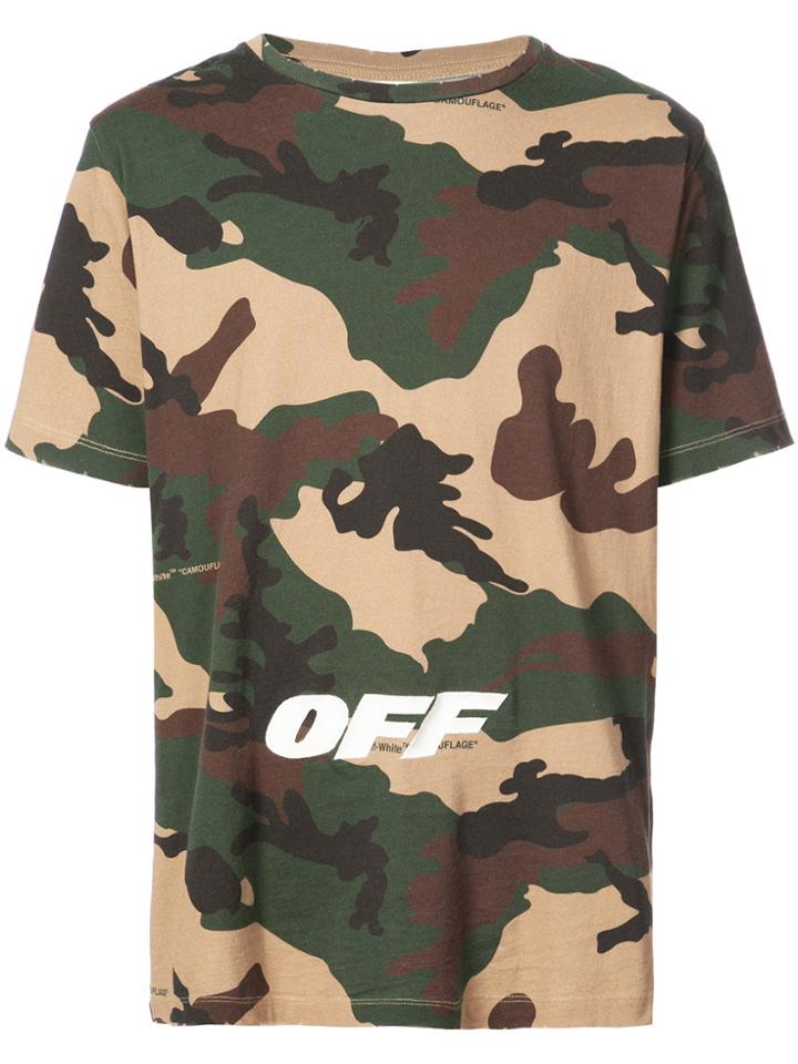 Off-white Camouflage Print T-shirt - Brown