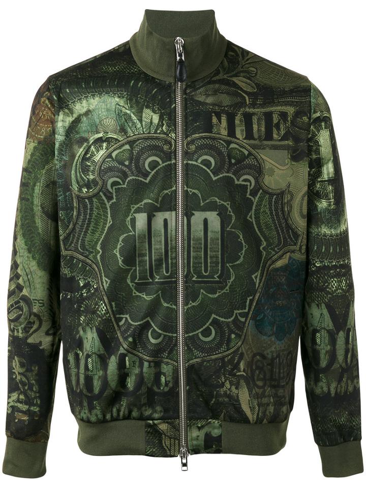 Givenchy Dollar Print Bomber Jacket, Men's, Size: Medium, Green, Polyester