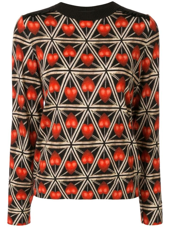Undercover Heart Geometric Print Sweater - Black