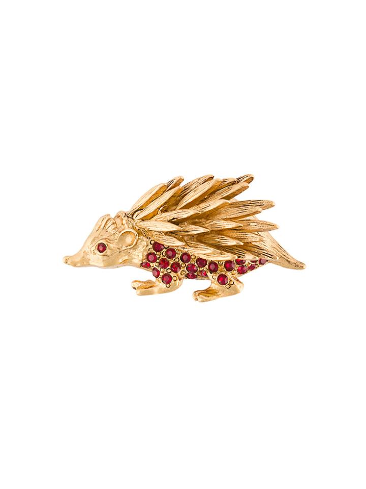 Oscar De La Renta Porcupine Brooch - Red