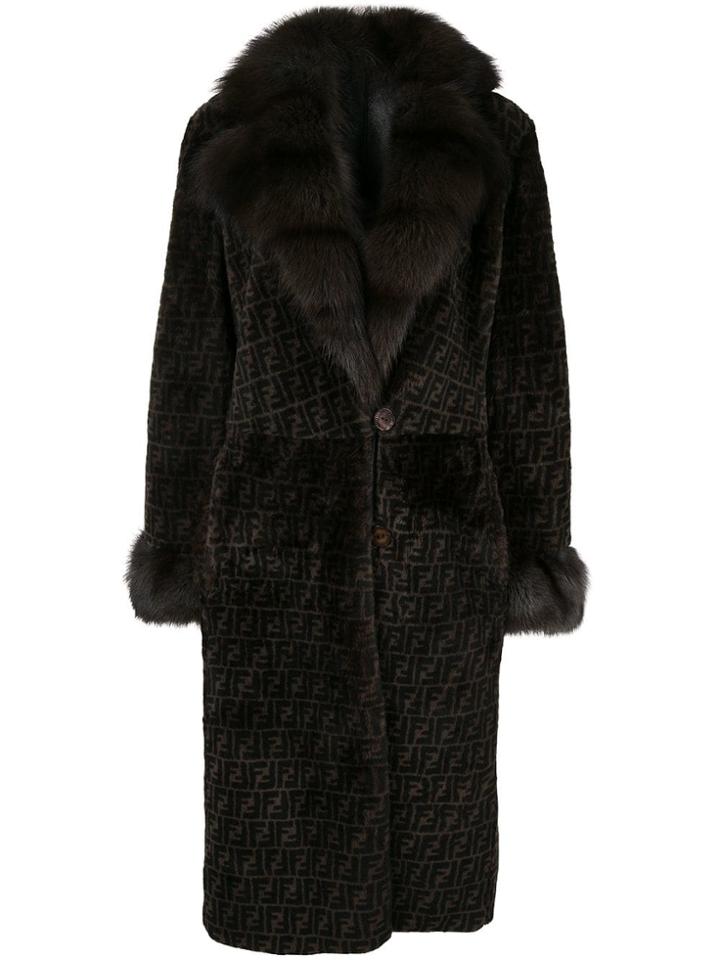 Fendi Vintage Reversible Long Sleeve Fur Coat - Black