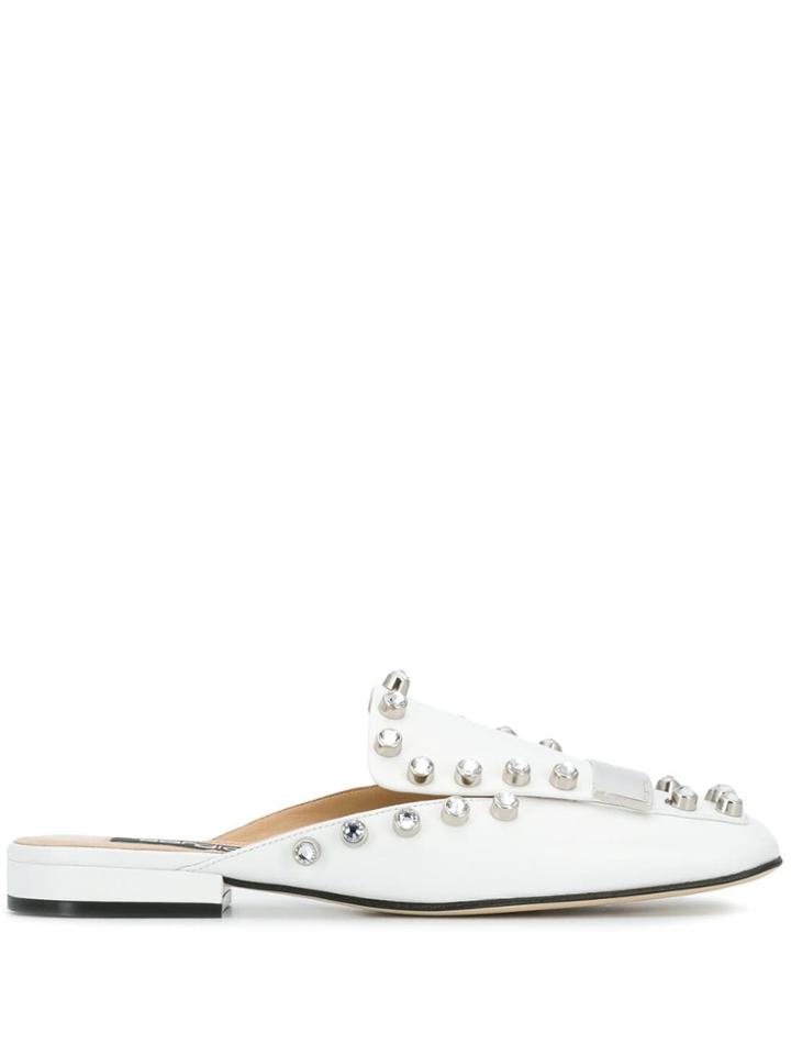 Sergio Rossi Embellished Mules - White
