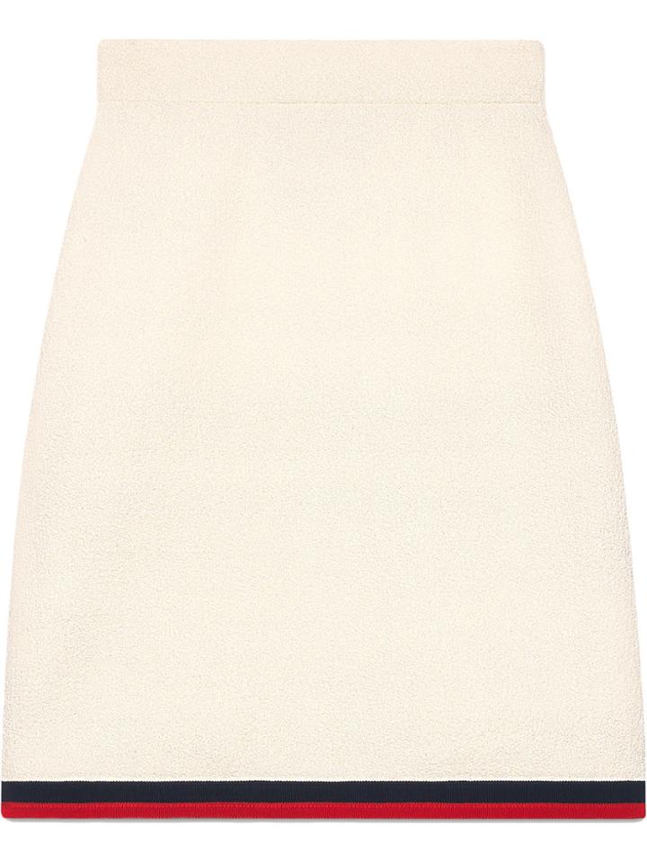 Gucci Wool Skirt With Web - White