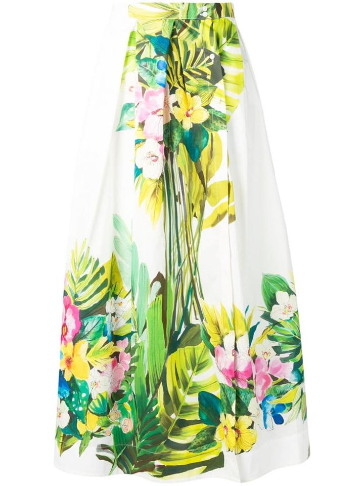 Sara Roka Floral Print A-line Skirt - White