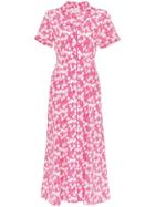 Hvn Maria Strawberry Print Midi Dress - Pink