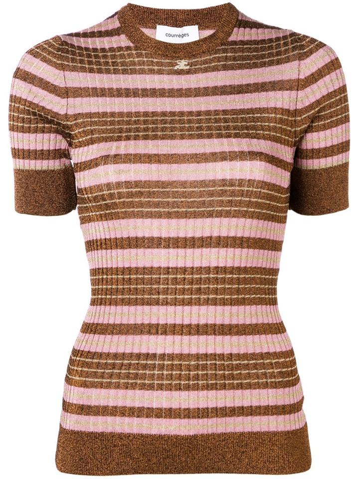 Courrèges Lamé Stripe Knitted Top - Brown