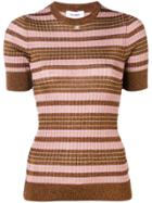 Courrèges Lamé Stripe Knitted Top - Brown