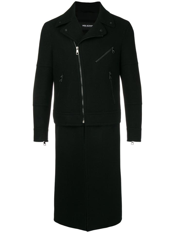 Neil Barrett Zipped Fitted Biker Coat - Black