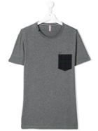Sun 68 Kids Check Print T-shirt - Grey