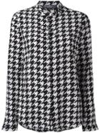 Salvatore Ferragamo Houndstooth Pattern Shirt, Women's, Size: 40, Black, Silk