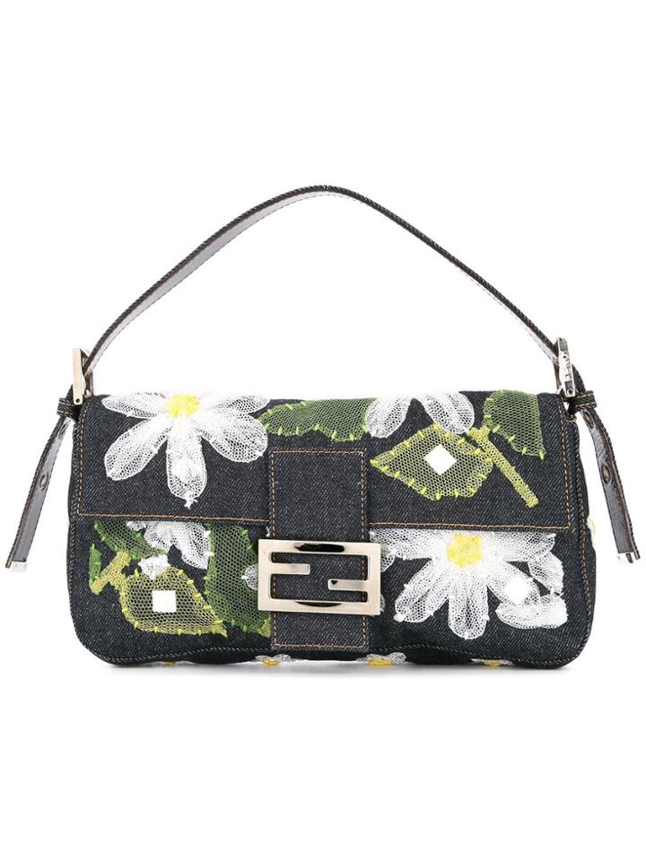 Fendi Vintage Flower Mesh Manma Bucket Hand Bag - Blue