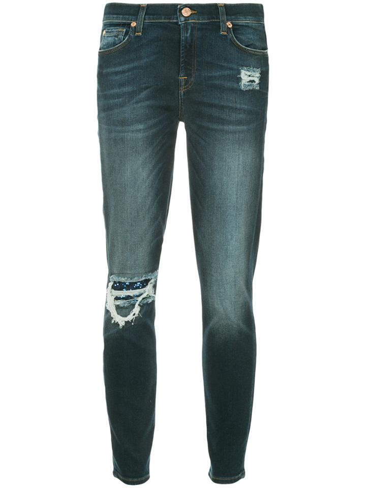 7 For All Mankind Slim-fit Distressed Jeans - Blue