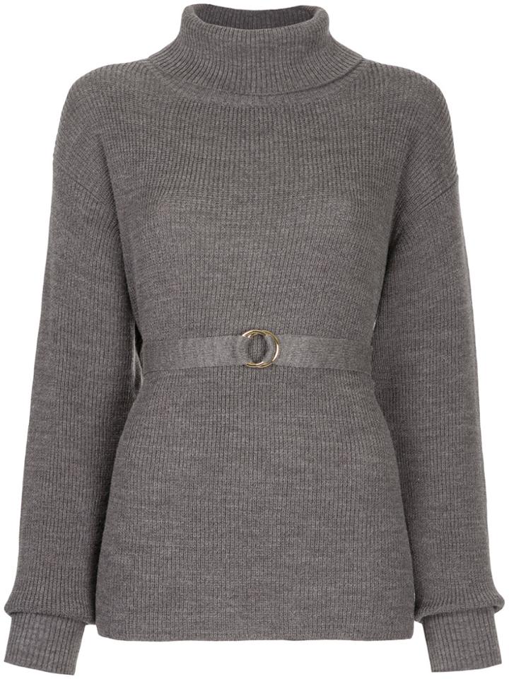 Cityshop Ribbed Belt Jumper - Grey