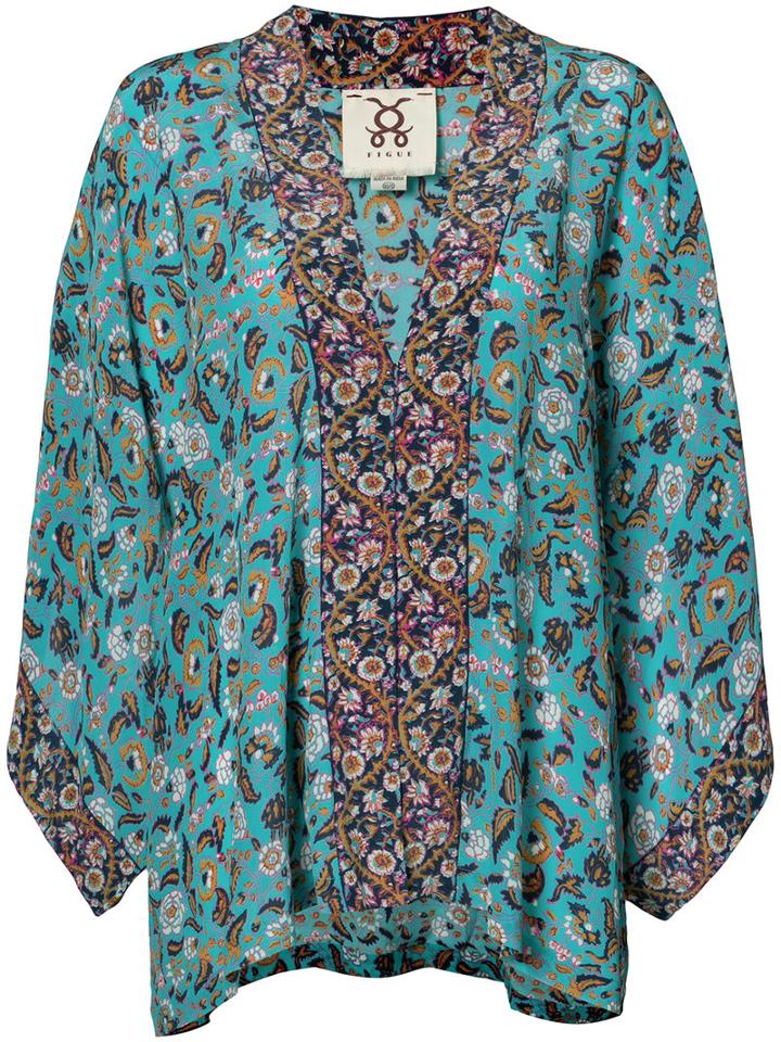 Figue - Tokiko Kimono Tunic - Women - Silk - Xs/s, Blue, Silk